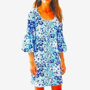 Lilly Pulitzer Carlile Dress with vibrant, blue hues. NWT